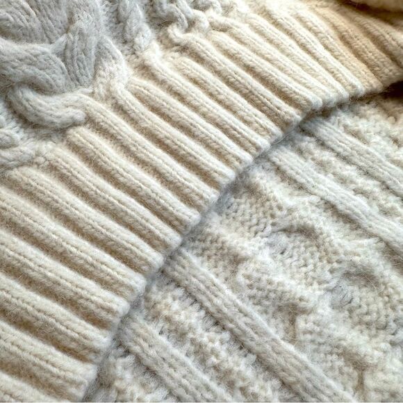 Polo Ralph Lauren Aran Knit Wool Alpaca Blend Mock Turtleneck Sweater in Cream - Picture 14 of 16